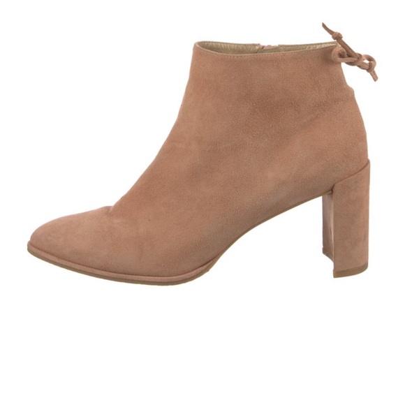 STUART WEITZMAN Pink Suede Tie Back Bootie - Picture 2 of 8